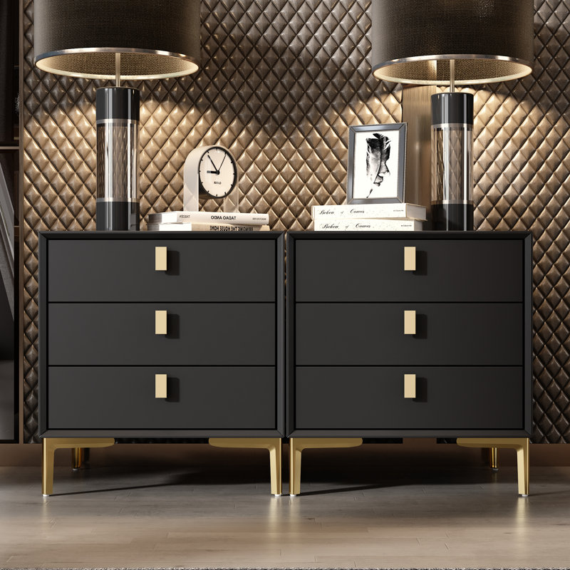 Verdiana 19.6'' W Nightstand, Black