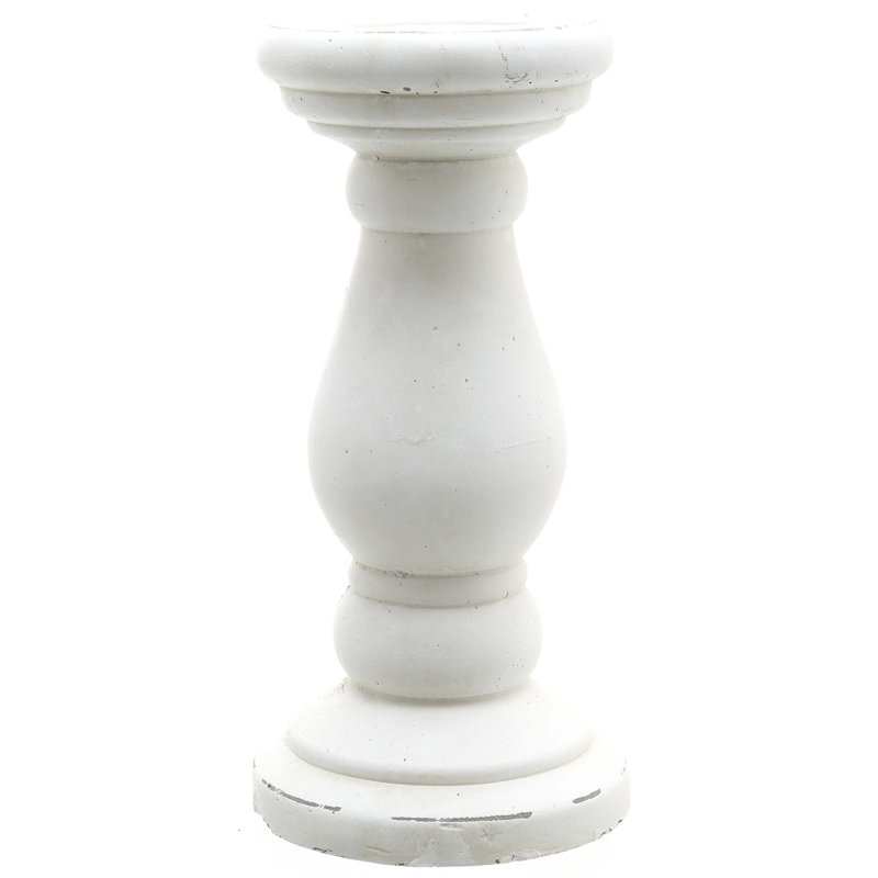 Wood Tabletop Candlestick, 30cm H x 14cm W x 14cm D, White