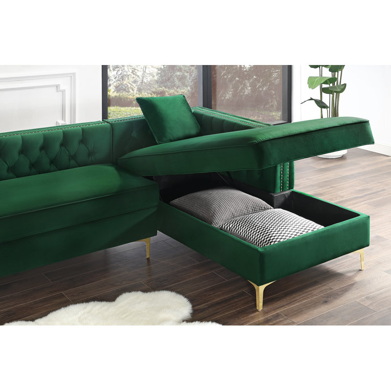 Canapé modulaire réversible Leonardo, Orienté à droite (vu de face), Vert forêt