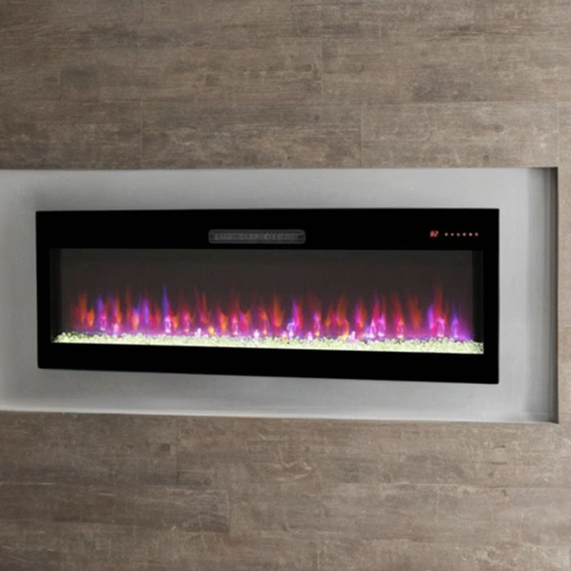 Smart 60" WiFi-Enabled Electric Fireplace Heater, Recessed in-Wall and Wall-Mounted, 18.58" H x 60" W x 4.96" D