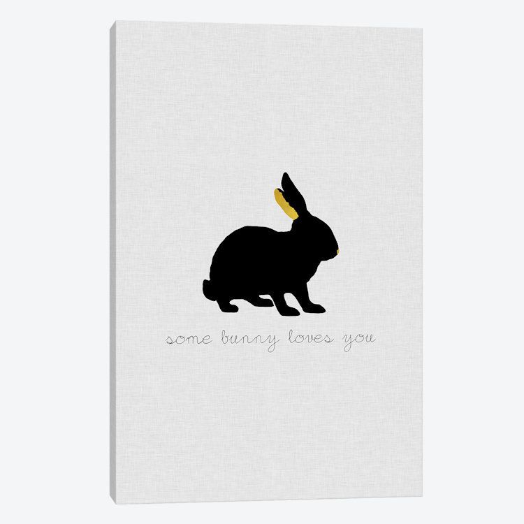 « some lapin aime you », impression sur toile, H 12 po x l 8 po x P 0,75 po, Toile tendue, Pas de tapis