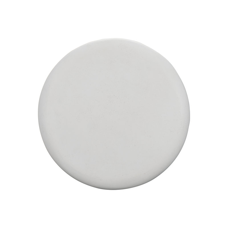 White Stonecast Transitional Round Side Table