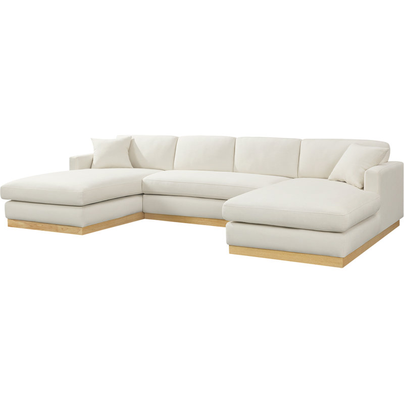 Huyen Upholstered 127'' Sofa, Cream Linen Textured Fabric