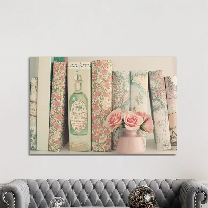Floral Books by Caroline Mint - Print on Canvas, Wrapped Canvas, 101.6 cm H x 66.04 cm W x 3.175 cm D