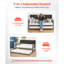 Structure en métal pour lit de jour avec couchette et configuration de charge, convertible en deux lits simples, idéale pour les petites chambres d'amis, espace de rangement confortable pour la tête de lit, qualité de fabrication rouille