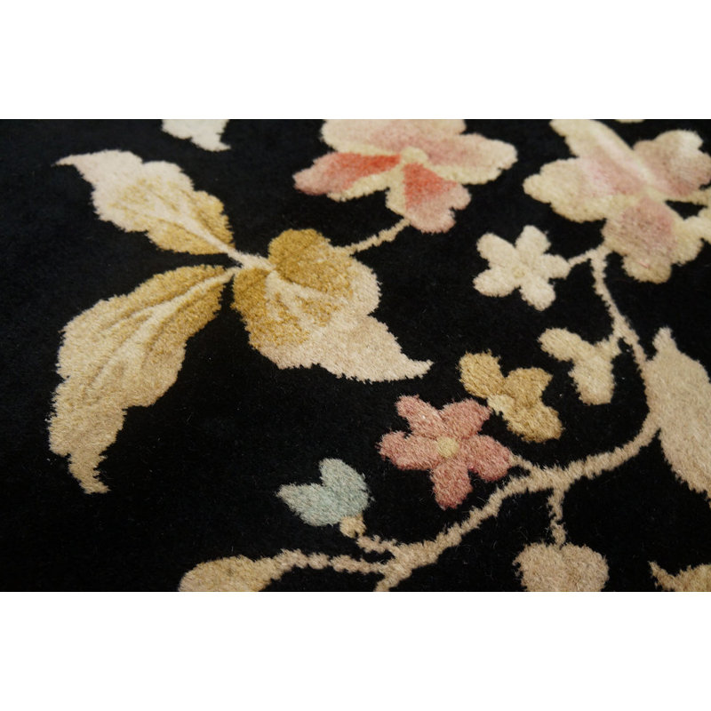 Antique Chinese Floral Knotted Rug