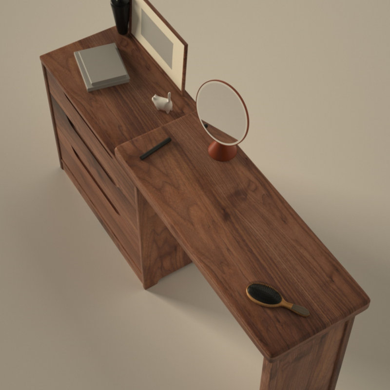Commode rétractable en bois de noyer noir