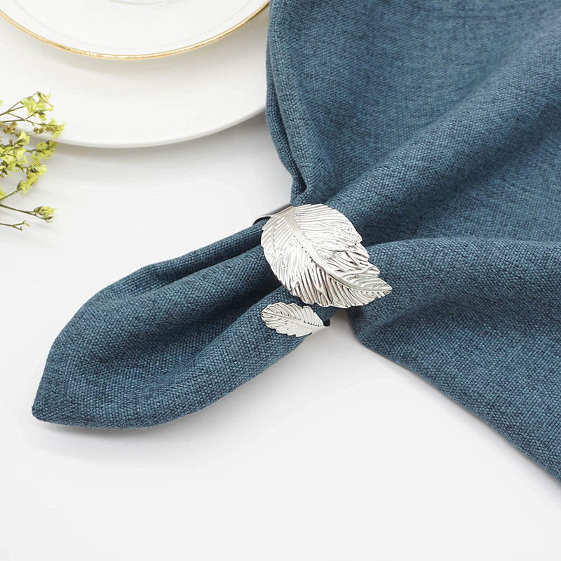 Golden Leaf Metal Napkin Rings Set of 6