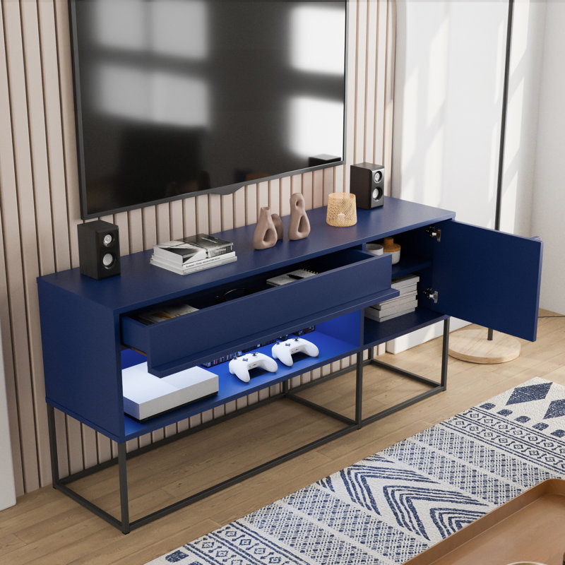 Meuble télé 60 po Madaih, Bleu