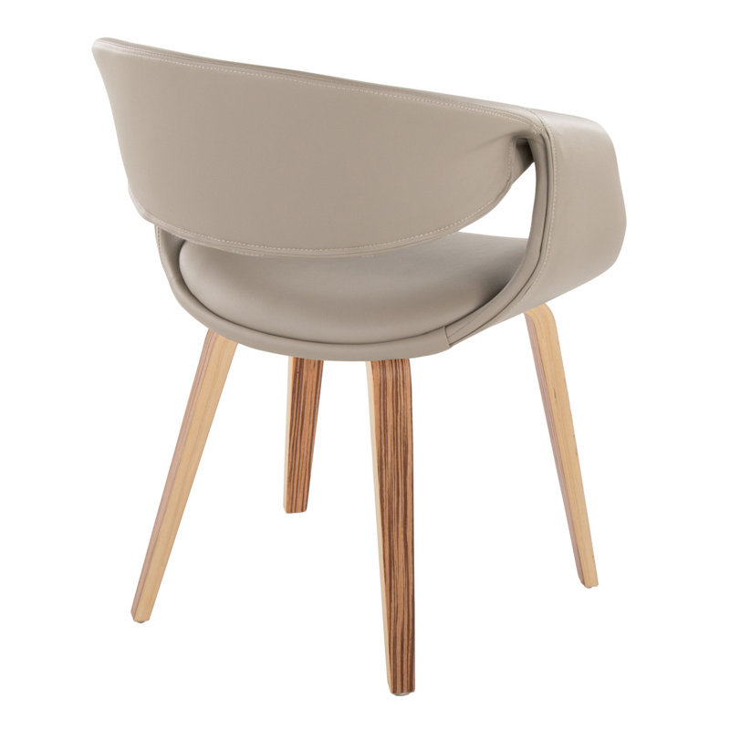 Upholstered Chair In Whitewashed Wood And Light Grey Faux Leather - Set Of 2, Light Gray, Zebra Wood