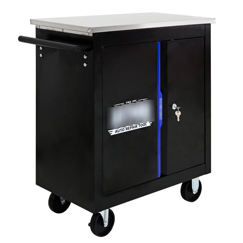 Armoire à outils noire et bleue avec clins amovibles et rangement supplémentaire à hauteur de paquet de 28,94 pouces