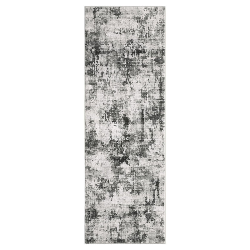 Rectangle Abstract Washable Area Rug, Grey, Rectangle 240 x 340 cm