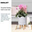 Dotted Style Cylinder Planter with Feet Concrete Effect Cylinder Round Planter on Hardwood Legs, Round Indoor Plant Pot Stand for Indoor Plants, Indoor Flower Pot with Dotted Pattern-1274800034-1274800039