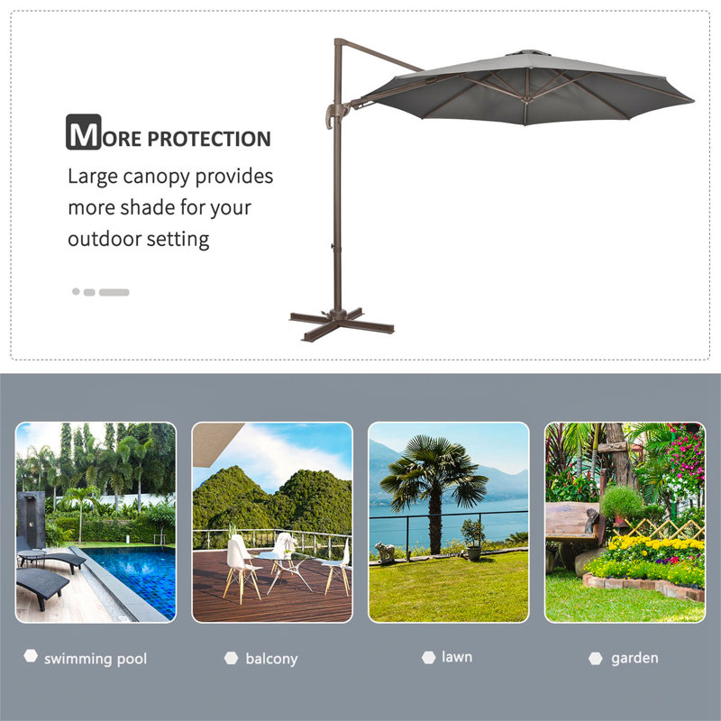 Breylee 300cm Cantilever Parasol, Grey