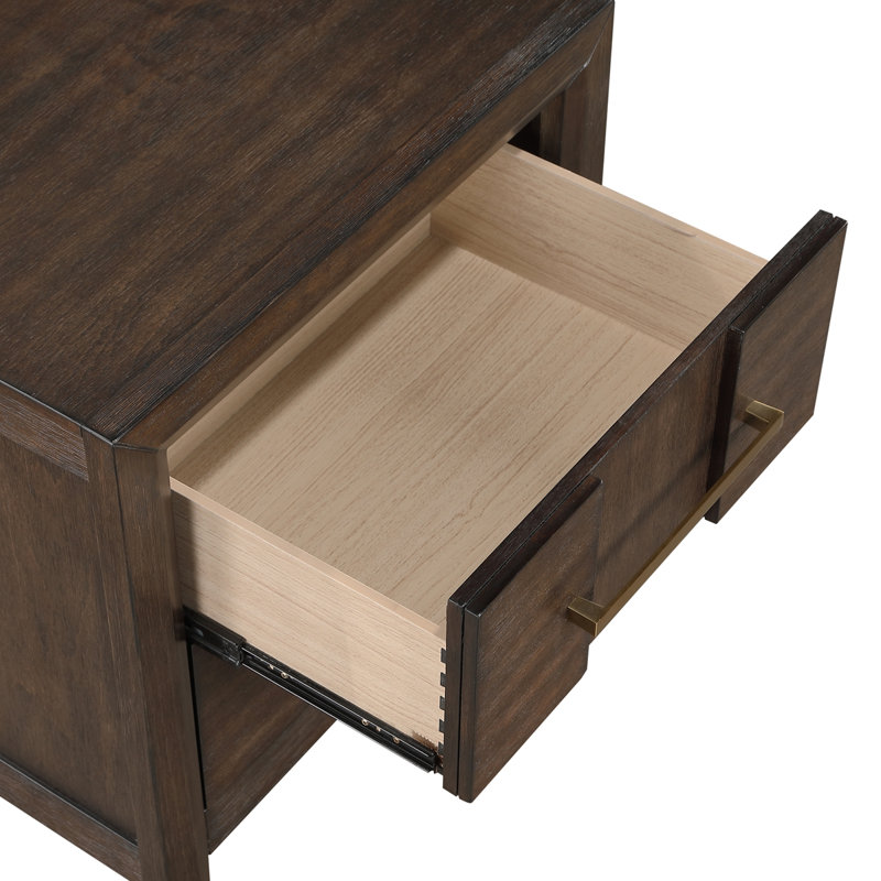 Ensemble de chambre à coucher avec rangement pour très grand lit 5 pièces KENZO en bois, tête de lit à DEL, haut-parleurs Bluetooth et ports USB - noyer