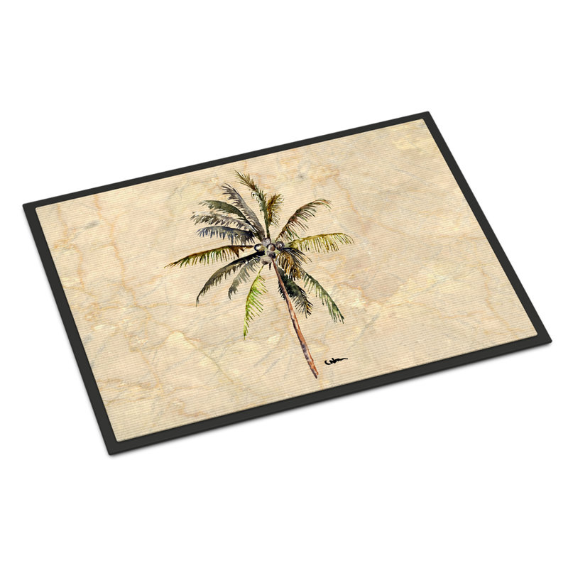 Tapis d'entrée antidérapant Englishcombe Palm Tree, Rectangle 2 pi x 3 pi