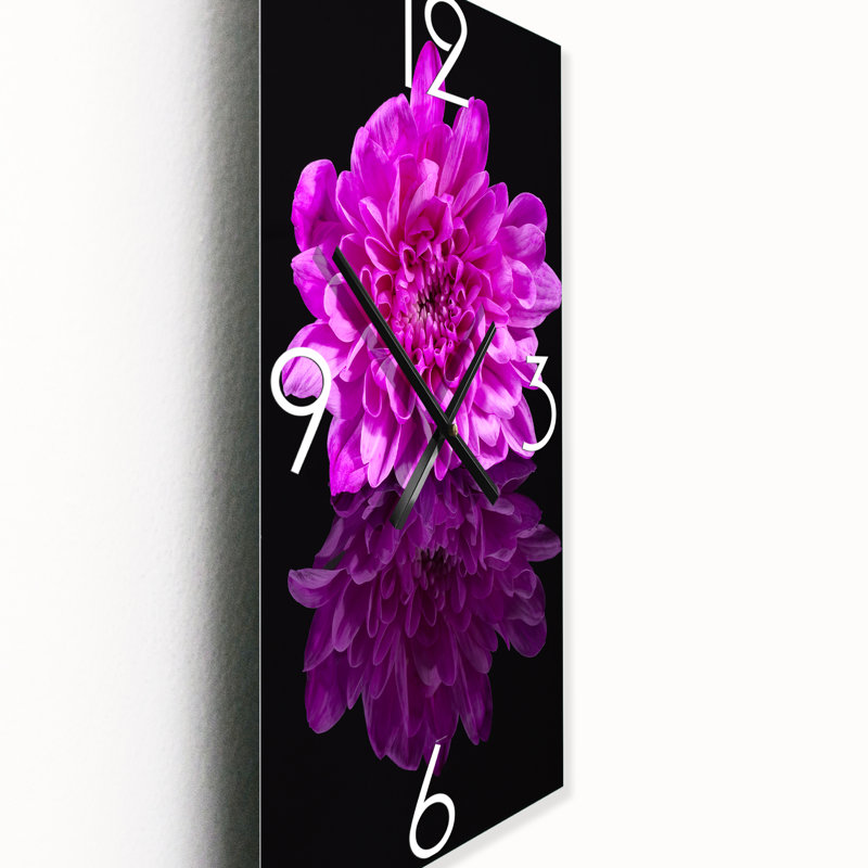 Horloge murale traditionnelle simple fleur de chrysanthème sur fond noir, Grand