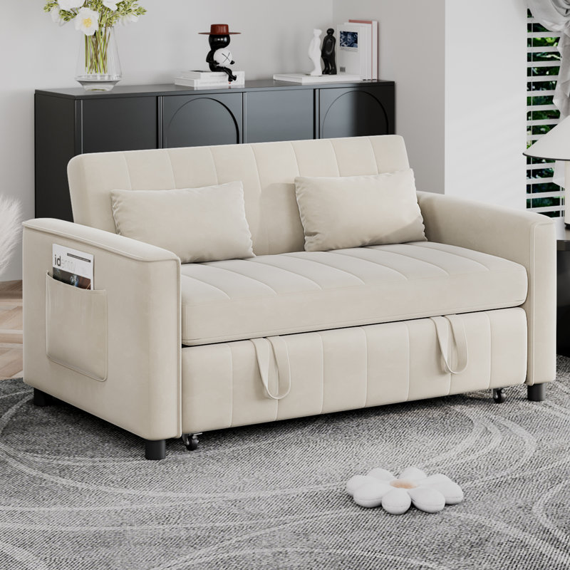 Canapé multifonctionnel, canapé-lit 3 en 1 avec dossier et coussins réglables, canapé-lit moderne pour les petits espaces et les salons (beige)