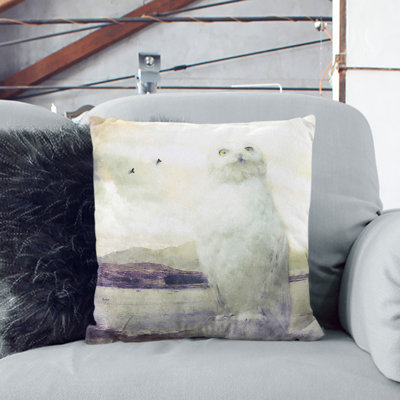 Snowy White Owl Painting Scatter Cushion
