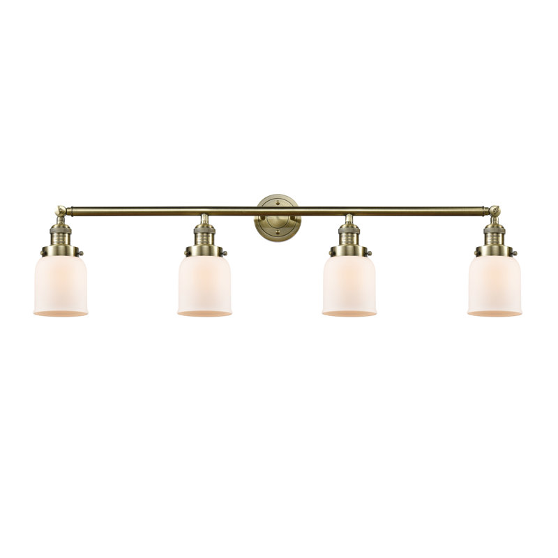 Bell - 4 Light 42" Bath Vanity Light, Antique Brass, Matte White, LED