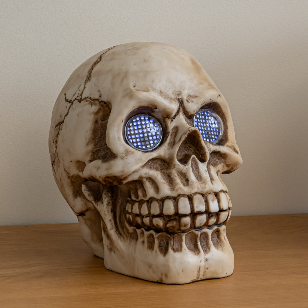 Samuel Alexander 21Cm Battery Powered Light Up Blinking Skull Halloween Decoration With Leds, Brown - Image 8
