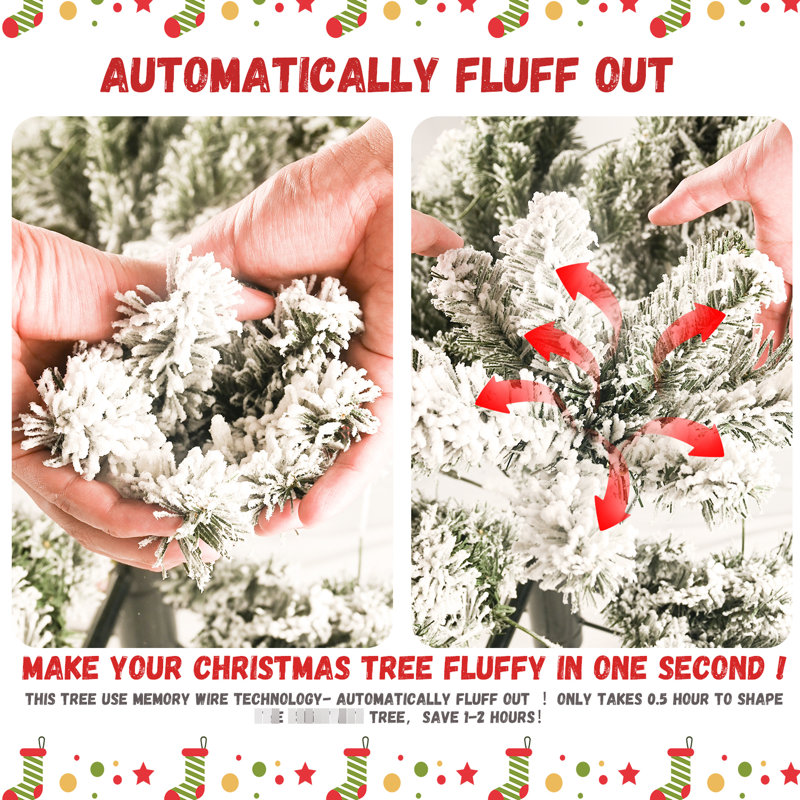 Arbre de Noël de 4 pi avec branches en aiguille floquées et dures, 350 pointes, structure à charnières pour une installation rapide, support en métal robuste, arbre enneigé idéal pour les célébrations, mélange de branches, décor saisonnier stable