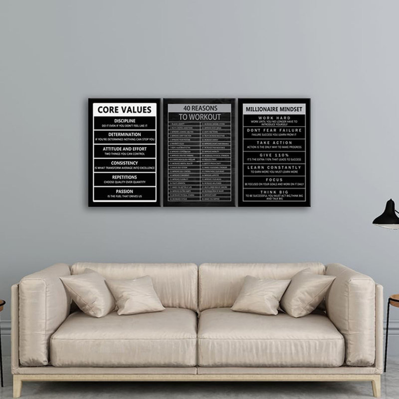 Inspiré sur toile, art mural, valeurs de base, affiches de motivation, succès, millionnaire, état d'esprit, peinture, 40 motifs d'entraînement