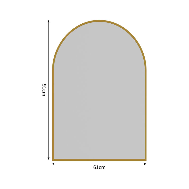 Glass Wall Full Length Mirror, D-Shaped