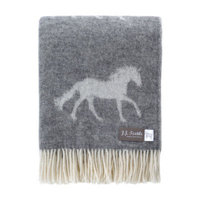 Grey Horse Wool Throw