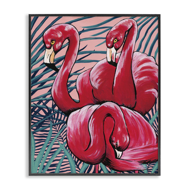 «Stupell Industries», paradis tropical, flamants roses, art numérique par Yvette St. Amant, H 14 po x l 11 po