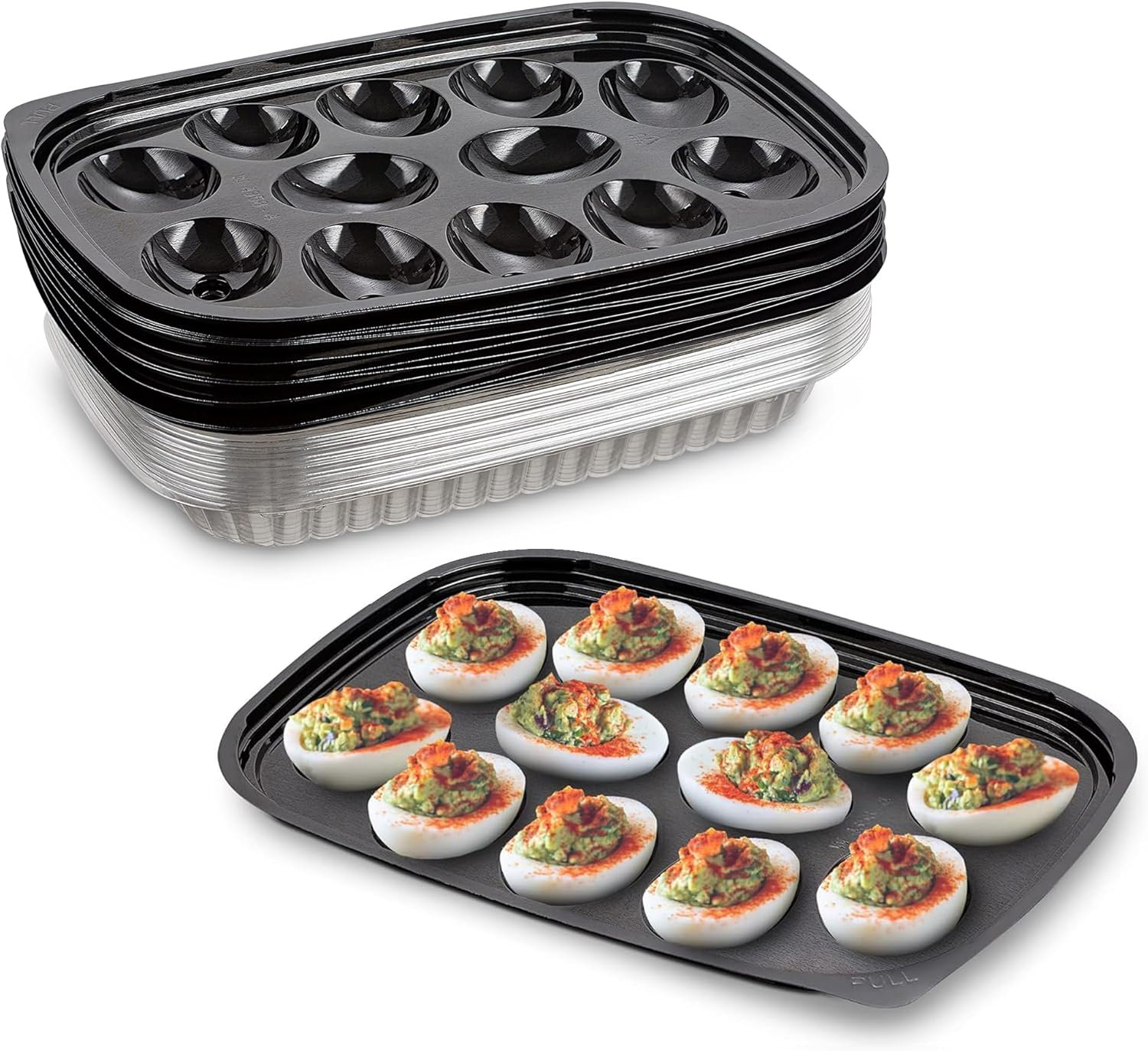 Mint Pantry® Clear Deviled Egg Containers Holds 12 Eggs 10.2" x 7.4" x 1" - Durable Egg Platter Tray (Pack of 12) | Wayfair