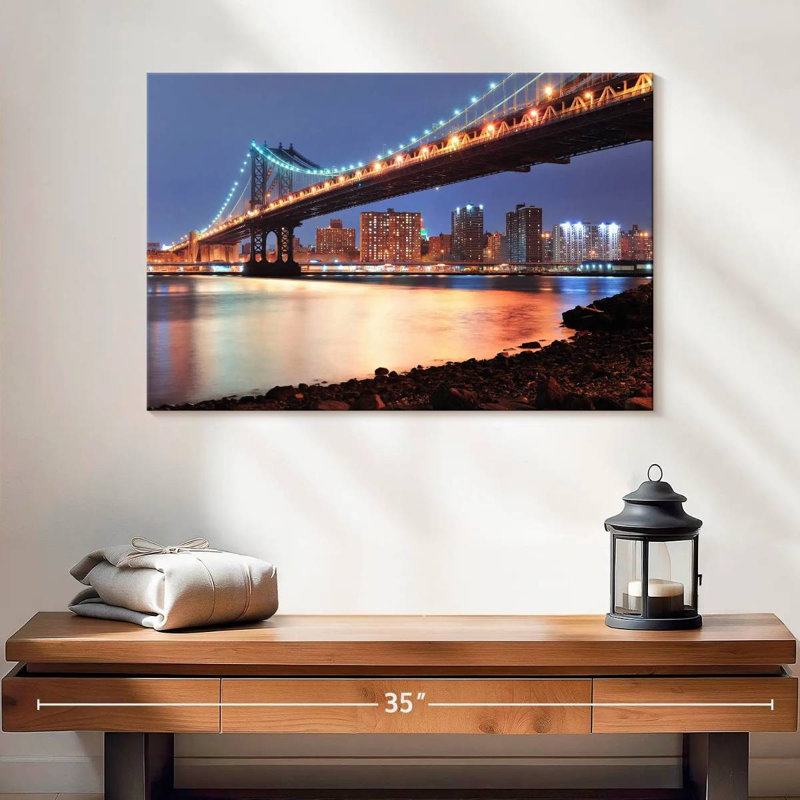 Lilie illuminé le pont de Manhattan, H 16 po x l 24 po