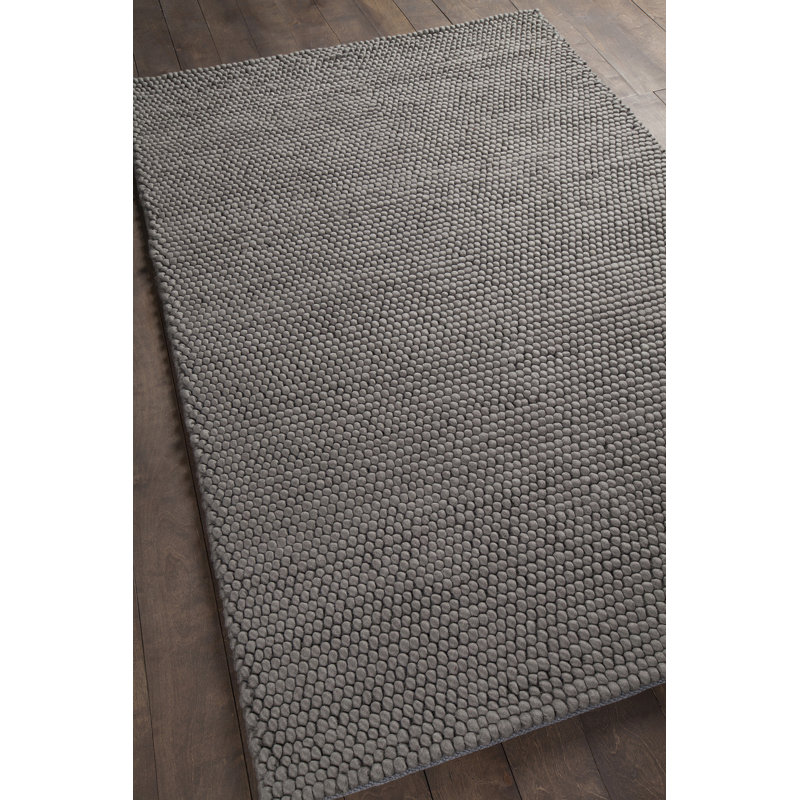 Quina Hand-Woven Contemporary Shag Rug, Rectangle 9' x 13', Dark gray
