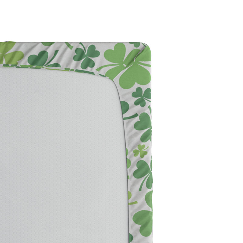 Green Clover Print Microfiber Twin Fitted Sheet