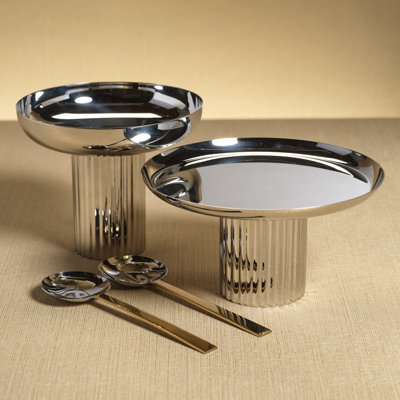 Latis Polished Stainless Steel Footed Cake Stand