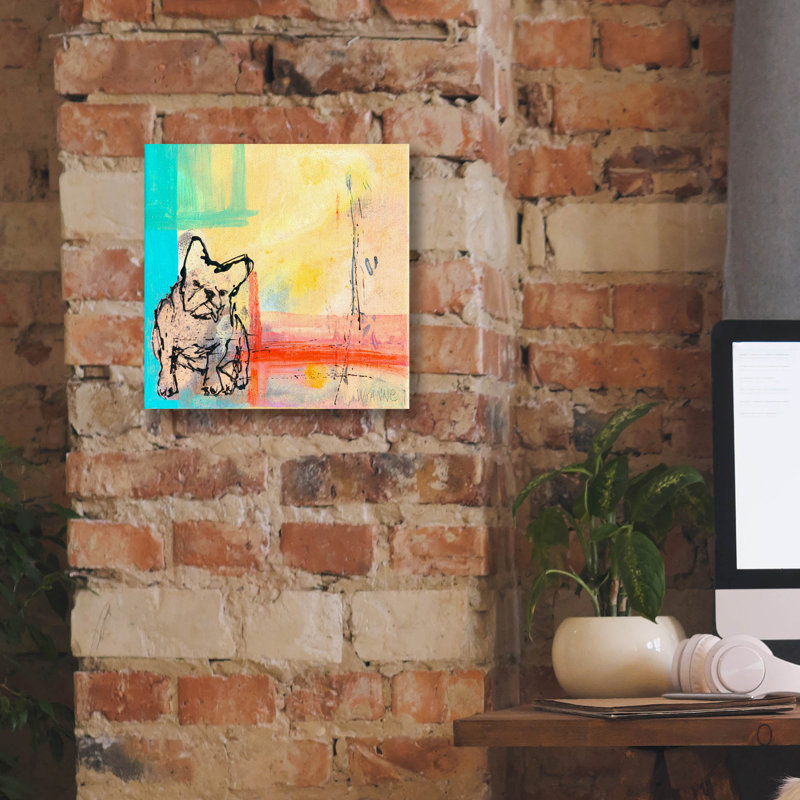«French Bulldog» par Wyanne, H 12 po x l 12 po x P 0,75 po