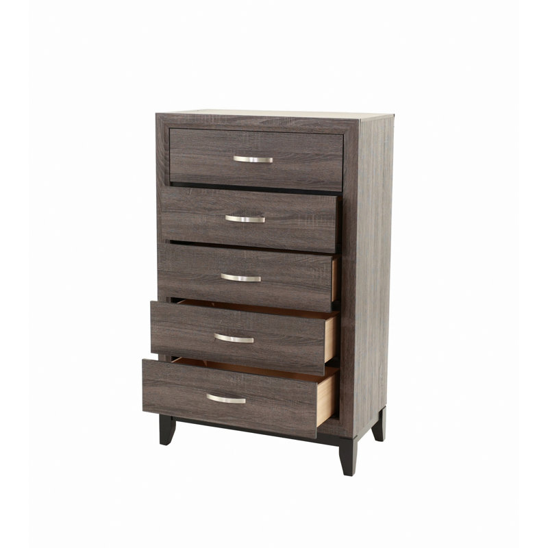 Commode rustique pour chambre à coucher, commode en bois à 5 tiroirs, commode de rangement pour chambre à coucher