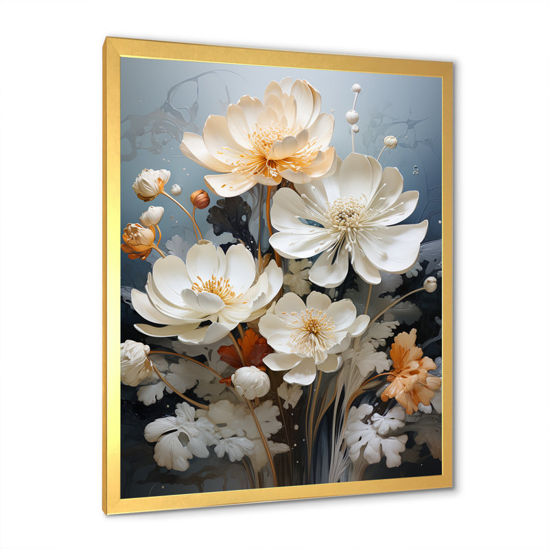Serenity Blossum Lotus III sur toile, Cadre photo doré simple, H 32 po x l 24 po x P 1 po