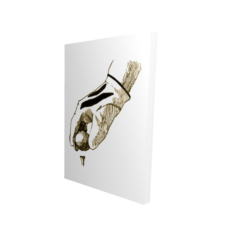 «Man Cave», art mural | Toile brune avec gant de golf