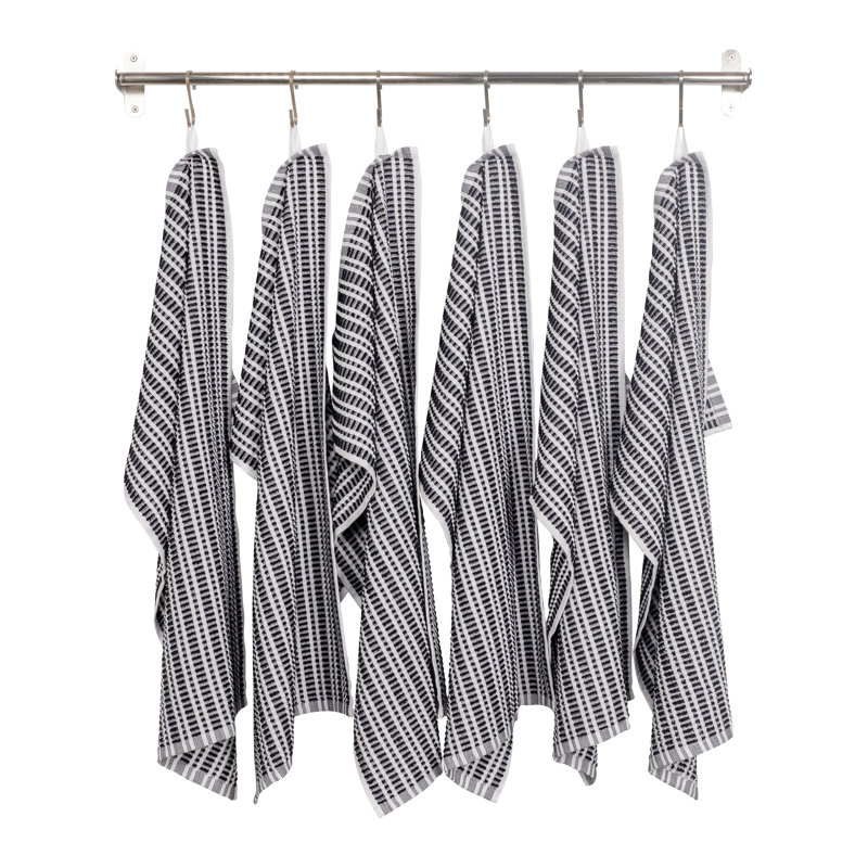 Serviette de cuisine Bruna Ripple Terry - 16 po x 28 po, Noir, noir, noir, noir