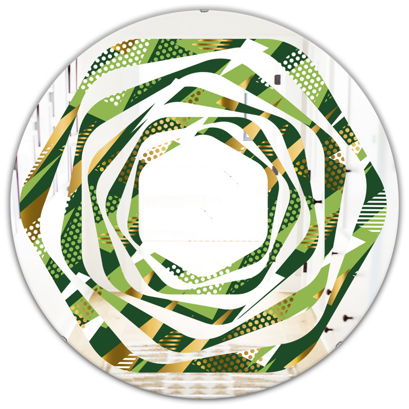 Miroir mural moderne sans cadre triangulaire design i whirl, H 23,6 po x l 23,6 po