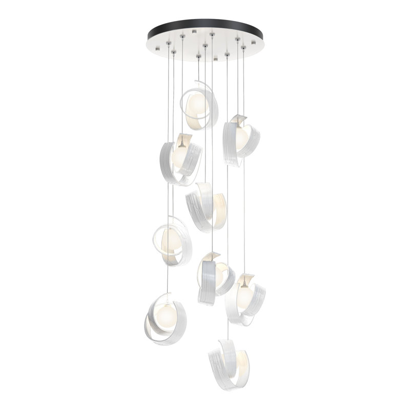 Riza 9 - Light Cluster Geometric Pendant, White, 23" - 80"