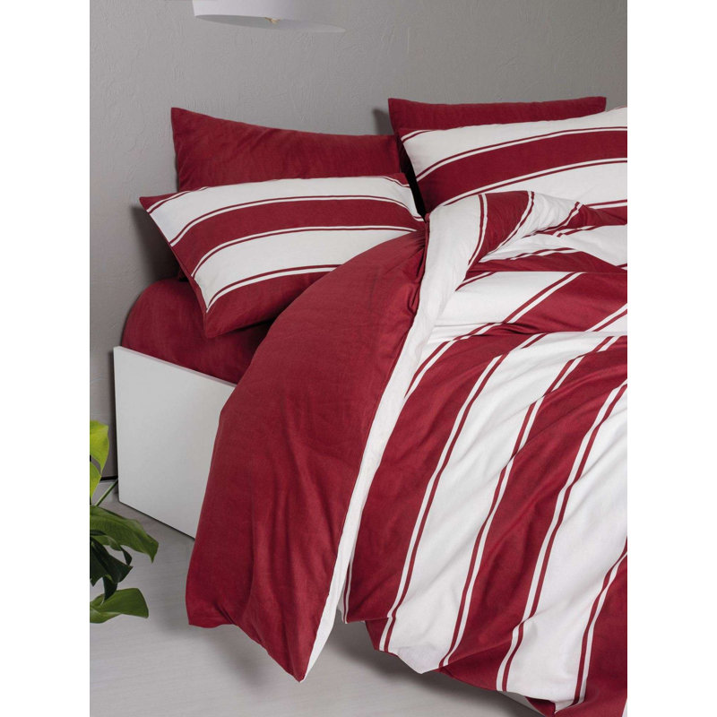 Ensemble de housse de couette double 100% coton Ranforce, motif de Noël, rouge et blanc | Housse de couette 78,7 po x 78,7 po et 2 taies d'oreiller 31,5 po x 31,5 po | Impression réactive, lavable à la machine, fermeture à boutons pour une utilisation facile