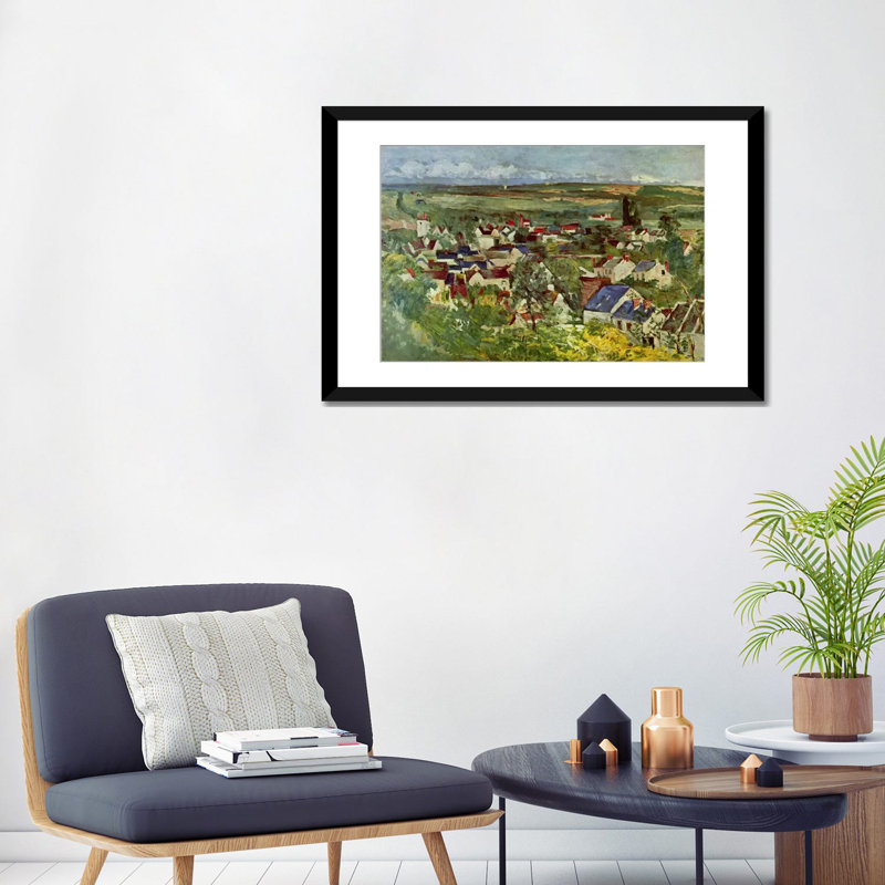 «View of Auvers» par Paul Cezanne, reproduction d'art sur toile tendue, H 16 po x l 24 po x P 1 po, Papier avec cadre noir