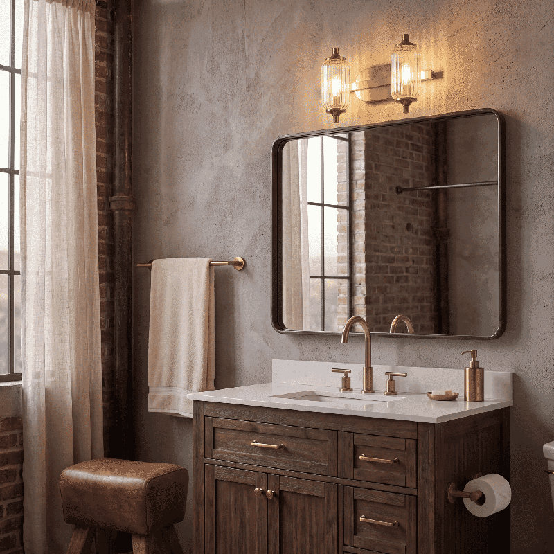 Nunley 2-Light Bathroom Vanity Light in Brass, Brass, 9" H x 16" W x 3.5" D, 2 Lights
