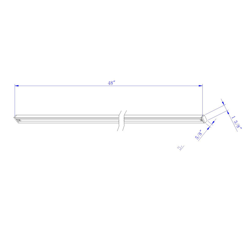 Track Extension Rod, 1.4" H x 0.7" W x 48" D