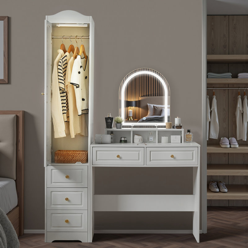  Armoire-penderie avec miroir et lumières Wayneshia