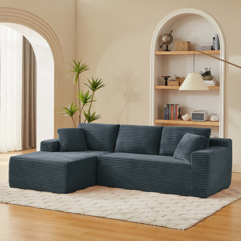 L-Shaped Cloud Sectional Sofa with Deep Seat, No Assembly Required, Dark Gray