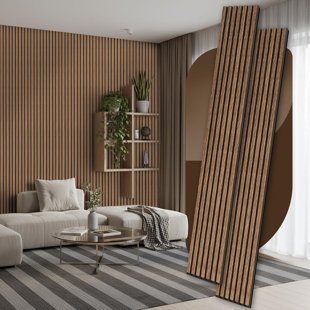 Wood Panels For Wall Acoustic Wood Wall Paneling, 3d Wood Slat Wall Panel, Decorative Soundproof Panels For Walls And Ceilings Home Office, 2 Pack