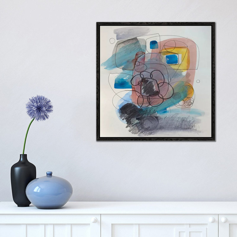 Modernist Study XV by Pamela Staker - Painting on Canvas, 45.72 cm H x 45.72 cm W, Black Framed